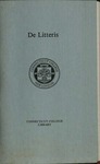 De Litteris by Robert W. Jordan, Eugene P. Cognon, Gordon P. Wiles, Susan M. Woody, James R. Baird, and F Edward Cranz